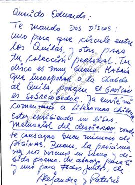 Alejandra y Patricio Manns sobre “Memorial del destierro”