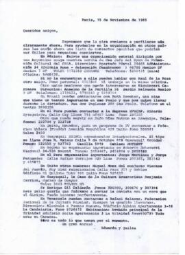 Información de Eduardo Carrasco sobre datos de contacto de organizaciones latinoamericanas