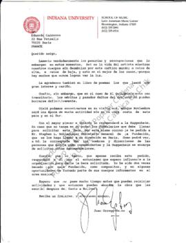 Juan Orrego Salas envía información sobre beca