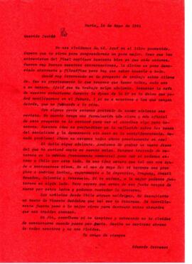 Comentarios de Eduardo Carrasco a Isabel sobre proyectos de Quilapayún