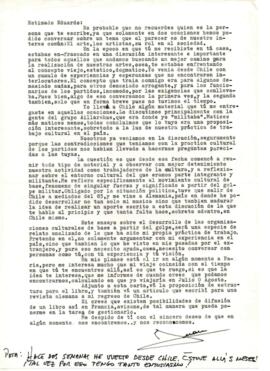 Comentarios de Juan Riquelme a Eduardo Carrasco sobre las organizaciones culturales de base