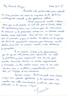 Saludo de año nuevo de Ernesto a Eduardo Carrasco y familia