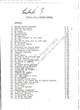 Listado de canción que se titula “Víctor Jara: Samlede Verker”