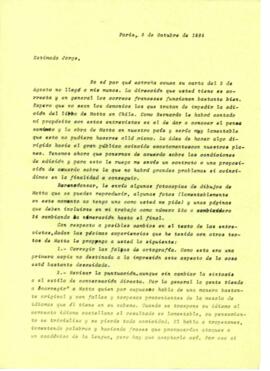 Sugerencias de Eduardo Carrasco a Jorge Barros acerca de la edición del texto sobre Matta