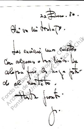 Juan Orrego Salas nota de envío