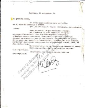 Ricardo García contando envío de palabras para ser leídas en acto de homenaje a Regine