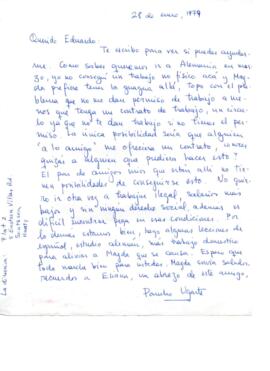 Solicitud de Pancho Ugarte a Eduardo Carrasco de contacto en Alemania
