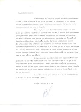 Aclaración de Bernardo Subercaseaux a Eduardo Carrasco sobre malentendido con Jorge Barros