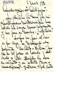 Comentarios de Juan Orrego Salas a Eduardo Carrasco sobre una nueva obra musical