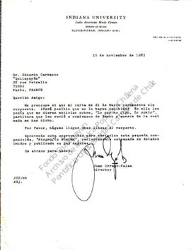 Comentarios de Juan Orrego Salas sobre su obra “Lo que no digo, lo canto”