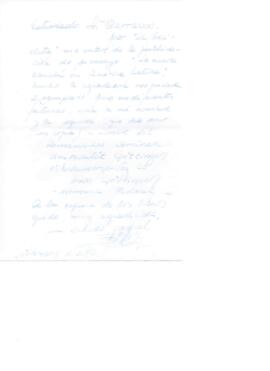 Solicitud de Eva Tichauer a Eduardo Carrasco de ensayo sobre la nueva canción latinoamericana