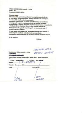 Informativo para suscriptores de la revista Literatura Chilena