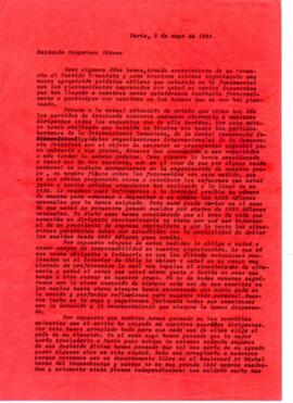 Comentarios de Eduardo Carrasco a Ernesto Ottones sobre situación política de exiliados