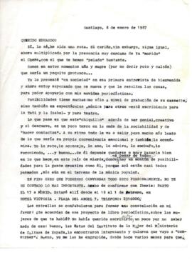 Comentarios de Ana María Foxley a Eduardo Carrasco sobre su viaje a España