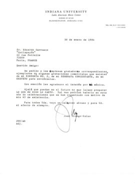 Comentarios de Juan Orrego Salas a Eduardo Carrasco sobre algunas piezas musicales