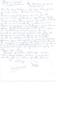 Saludo de Peggy Cordero a Eliana Vidal