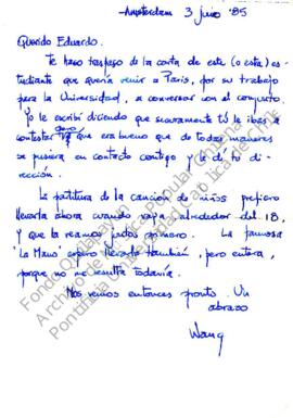 Notificación de envío de carta de estudiante universitaria por Patricio Wang