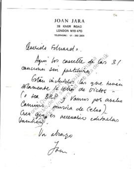 Comentando envío de casete con canciones de Víctor Jara