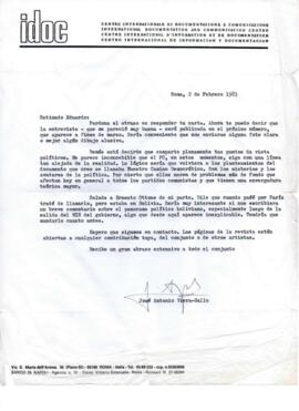 Carta de José Antonio Viera-Gallo a Eduardo Carrasco sobre política