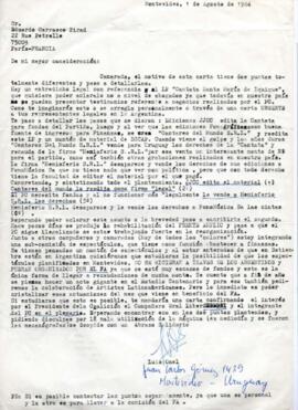 Aclaración de Luis Onel a Eduardo Carrasco sobre edición de la Cantata Santa María de Iquique