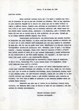 Envío de datos de contacto de Eduardo Carrasco a productores colombianos por posible gira